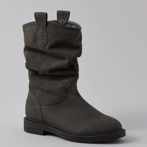 AE Slouchy Suede Boot In The Color Black